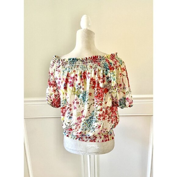 Forever 21 Off The Shoulder Floral Top M - Picture 3 of 4